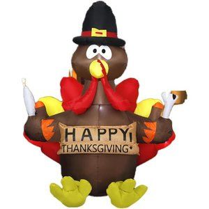 Thanksgiving Inflatable Turkey Outdoor Decor, 5FT Blow Up LED Lighted Turkey